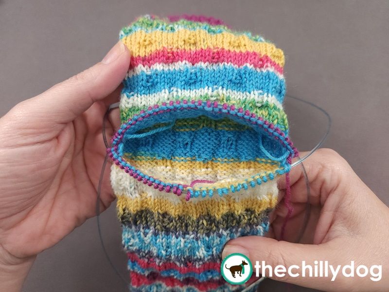 No waste yarn is used in the knitting of this heel.